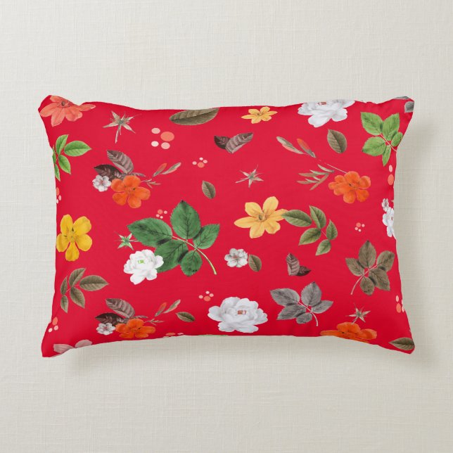 Cojín Decorativo Flores amarillas y rosas blancas 13 (Anverso)