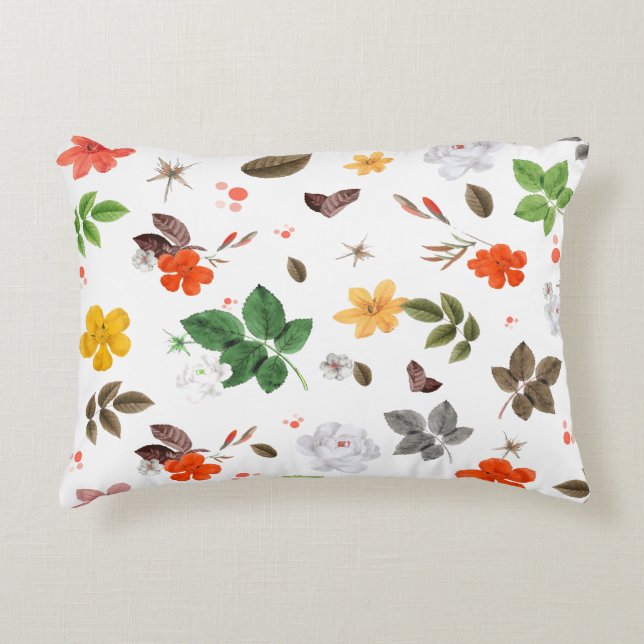 Cojín Decorativo Flores amarillas y rosas blancas 7 (Anverso)