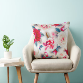 Cojín Decorativo Flores ambiente floral rosa blanco rojo moderno