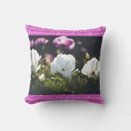 Cojín Decorativo Flores anemónicas blancas y violetas