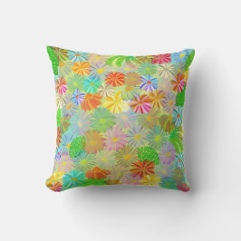 COJÍN DECORATIVO FLORES ASTER & CONE Y HOJAS TROPICALES COLOR DEL A