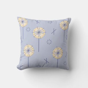 Cojín Decorativo Flores Atómicas Retro Azul Amarillo
