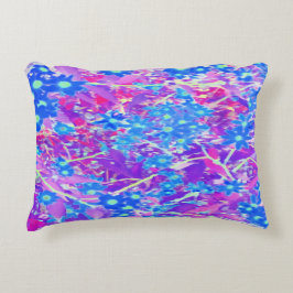 Cojín Decorativo Flores azul violeta y verde anime bonito