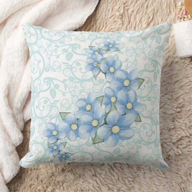 Cojín Decorativo Flores Azules (Manta)