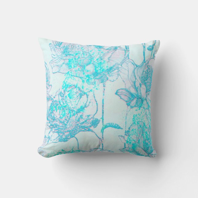Cojín Decorativo Flores Azules  (Anverso)