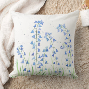 Cojín Decorativo Flores azules azul naturaleza acuarela