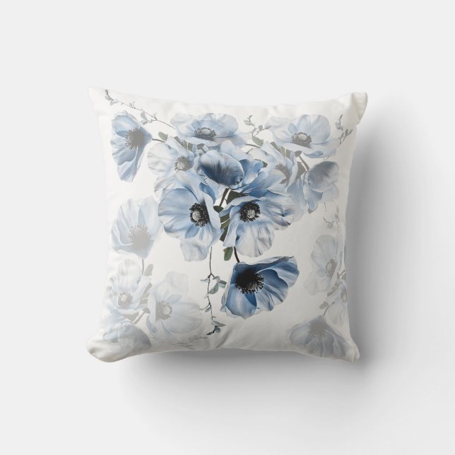 Cojín Decorativo Flores Azules Delicadas (Anverso)