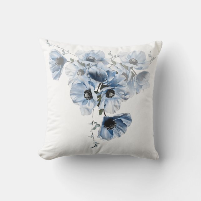 Cojín Decorativo Flores Azules Delicadas (Anverso)