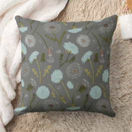 Cojín Decorativo Flores azules grises de Dandelion elegantes