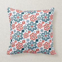 Flores azules, rojas y blancas