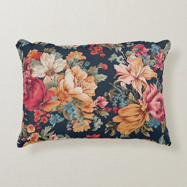 Cojín Decorativo Flores azules rosas rojas increíbles (Anverso)