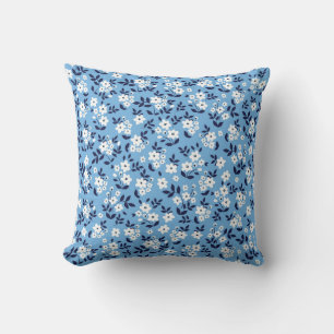 Cojín Decorativo Flores azules y blancas: vintage