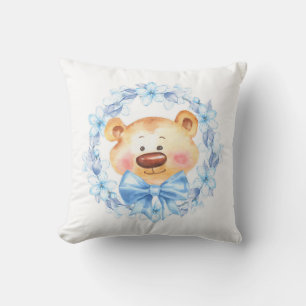 Cojín Decorativo Flores azules y de peluche