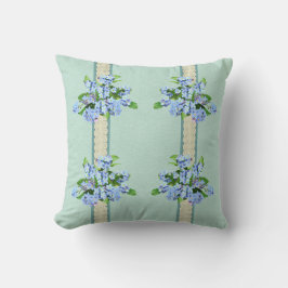 Cojín Decorativo Flores Azules y Encaje Reversible Country