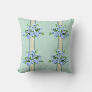 Cojín Decorativo Flores Azules y Encaje Reversible Country