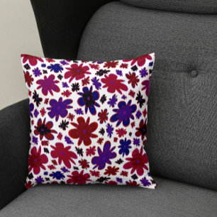 Cojín Decorativo Flores azules y rojas Pillow