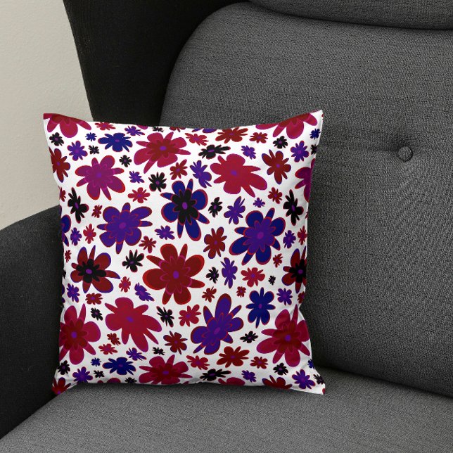 Cojín Decorativo Flores azules y rojas Pillow (Subido por el creador)