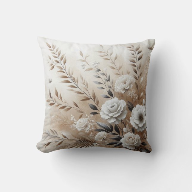 Cojín Decorativo Flores beiges modernas 12 Posters (Anverso)