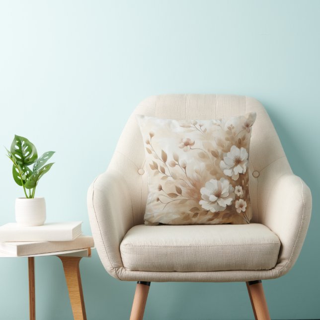 Cojín Decorativo Flores beiges modernas 19 Posters (Silla)