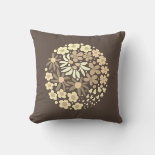 Cojín Decorativo Flores beiges retro marrones elegantes y elegantes