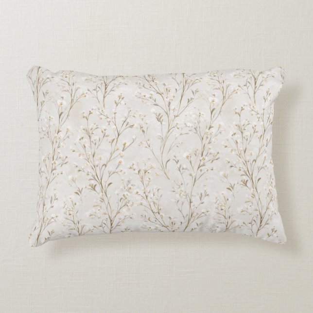 Cojín Decorativo Flores blancas crema bonitas (Anverso)