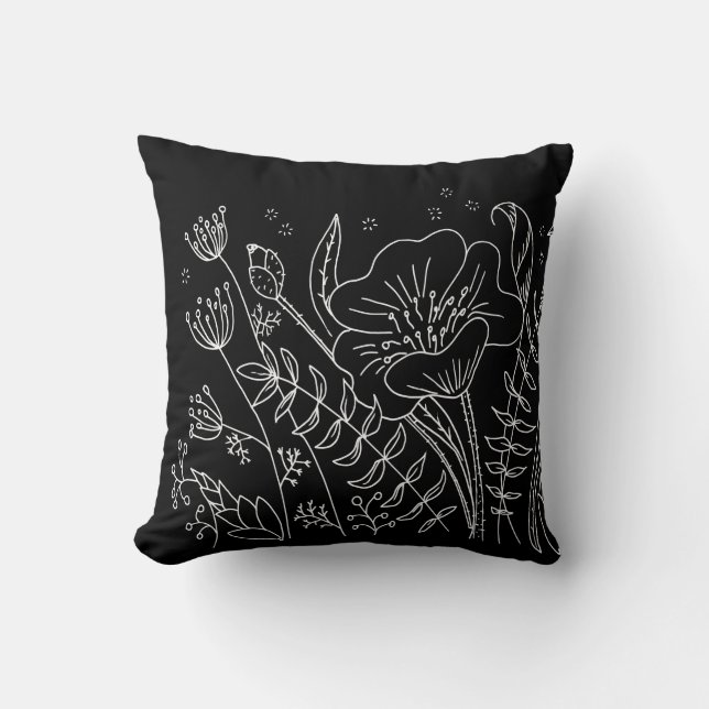 Cojín Decorativo Flores blancas elegantes modernas (Anverso)