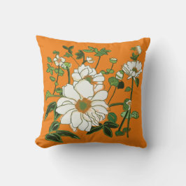 Cojín Decorativo Flores blancas en Naranja