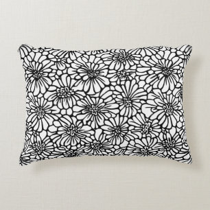 Cojín Decorativo Flores Blancas Negras