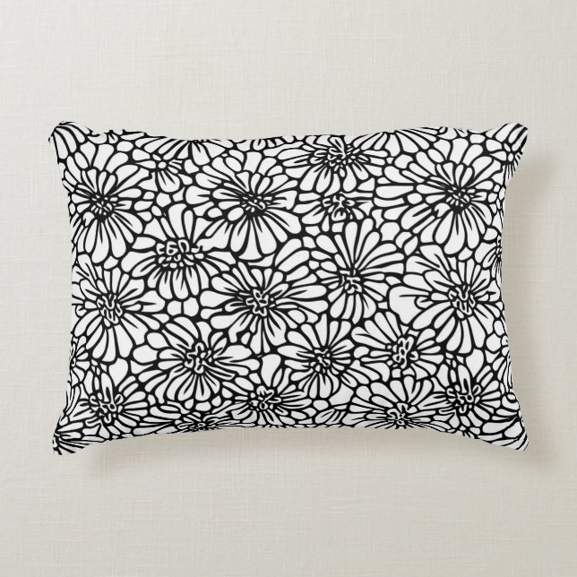 Cojín Decorativo Flores Blancas Negras (Anverso)