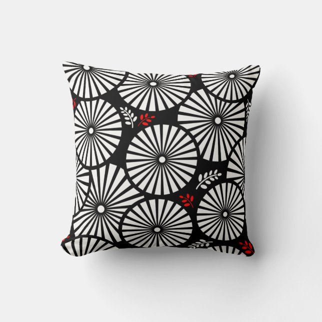 Cojín Decorativo Flores blancas negras retro Pillow (Anverso)