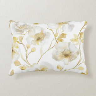 Cojín Decorativo Flores blancas oro bonitas