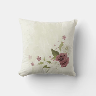 Cojín Decorativo flores blancas rosa polvorientas