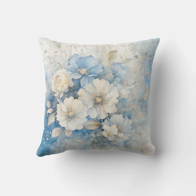 Cojín Decorativo Flores blancas y azules (Reverso)