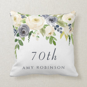 Cojín Decorativo Flores blancas y marinas: hermoso regalo de cumple
