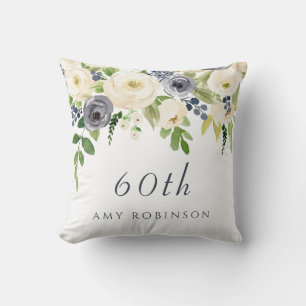 Cojín Decorativo Flores blancas y marinas: hermoso regalo de cumple