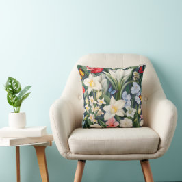 Cojín Decorativo Flores blancas y mariposas