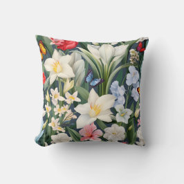 Cojín Decorativo Flores blancas y mariposas