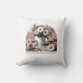 Cojín Decorativo Flores blancas y rosas