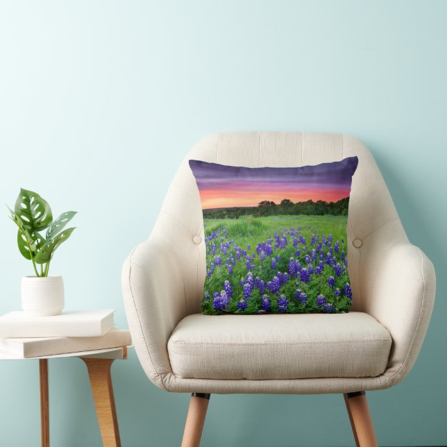 Cojín Decorativo Flores | Bluebonnets en Sunset Texas (Silla)