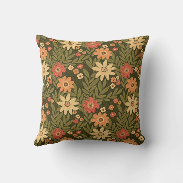 Cojín Decorativo Flores bohemias en tonos tierra (Reverso)