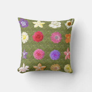 Cojín Decorativo Flores bonitas, rosa colorida, margarita, clavel..