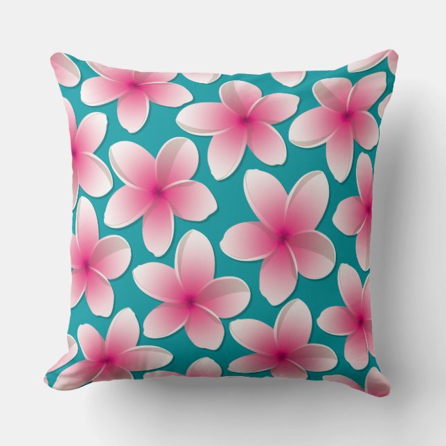Cojín Decorativo Flores brillantes de Frangipani/ Plumeria (Anverso)