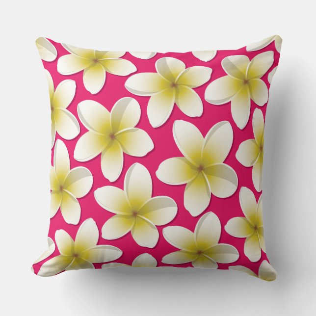 Cojín Decorativo Flores brillantes de Frangipani/ Plumeria (Anverso)