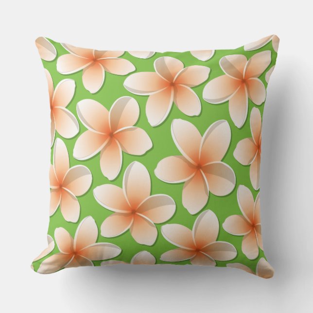 Cojín Decorativo Flores brillantes de Frangipani/ Plumeria (Anverso)