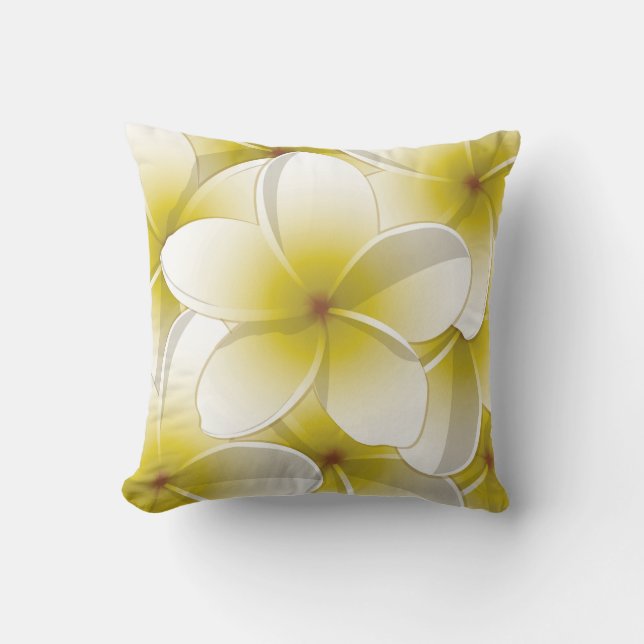 Cojín Decorativo Flores brillantes de Frangipani/ Plumeria (Anverso)