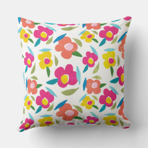 Cojín Decorativo Flores brillantes en blanco