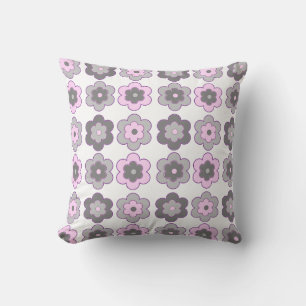 Cojín Decorativo Flores burbuja (rosa y gris) Patrón