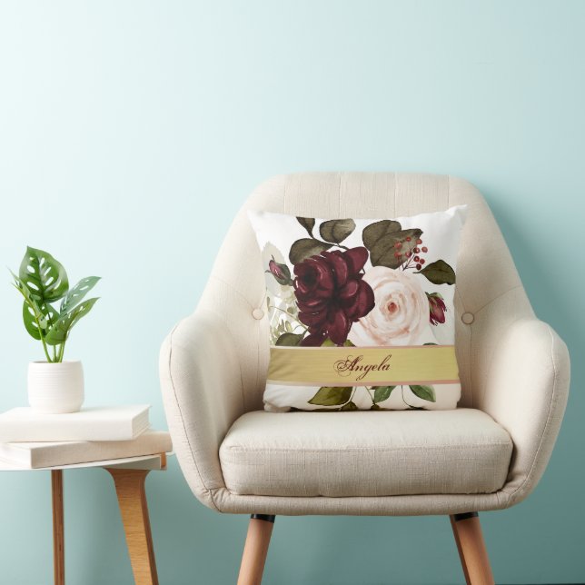 Cojín Decorativo Flores Burgundy Chic (Silla)