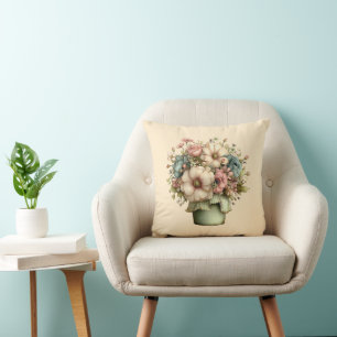 Cojín Decorativo Flores caprichosas en una maceta Cute