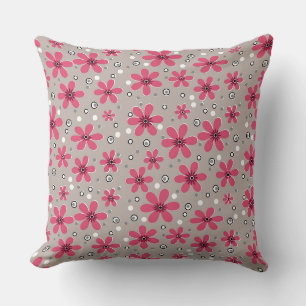 Cojín Decorativo Flores chamomiles rojas brillantes sobre un fondo